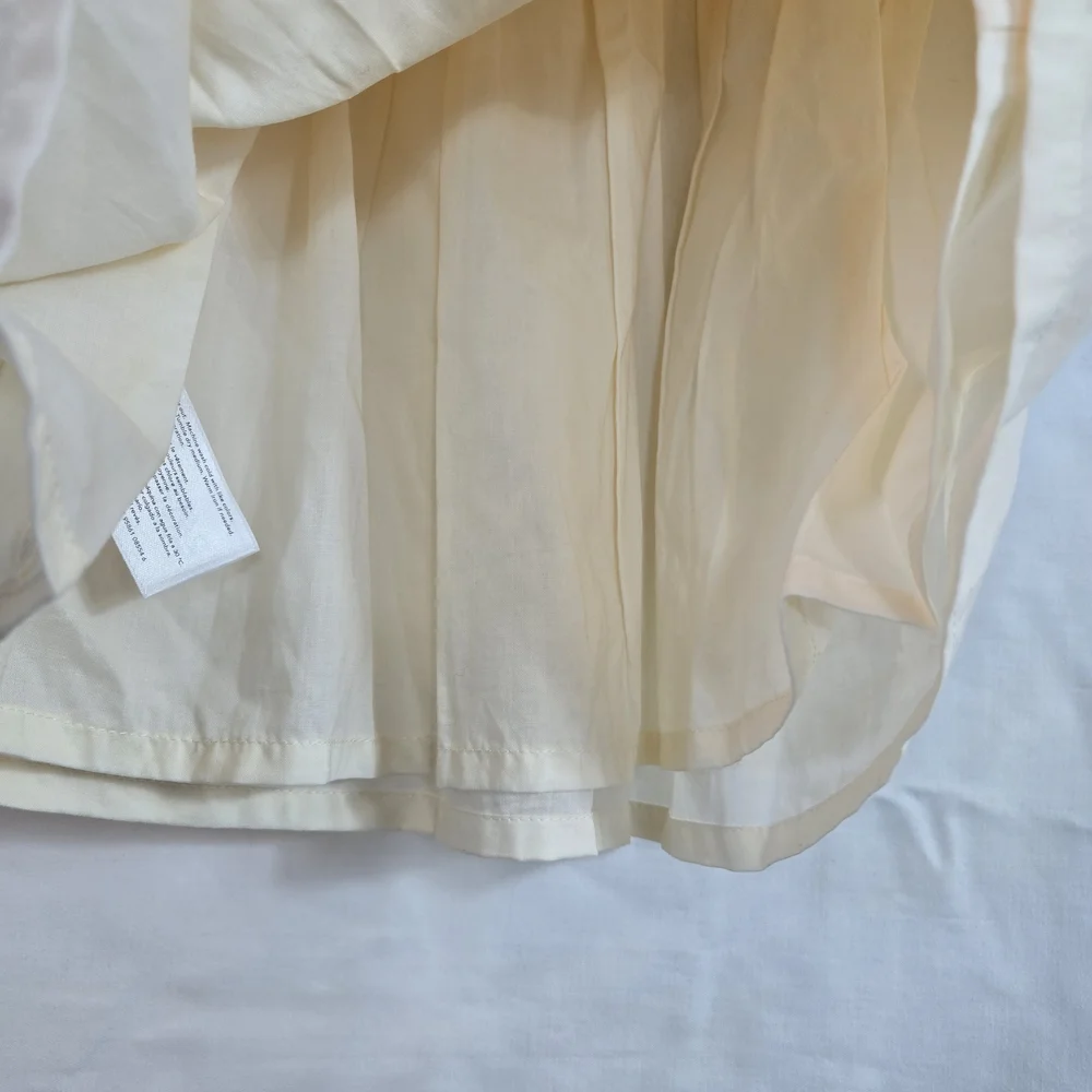 OshKosh B'gosh Baby Girl Ivory Bow Cap Sleeve Lined Front Pleat Light Dress 24Mo
